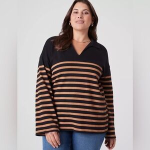 Lane Bryant Black and Brown Striped sweater size 18